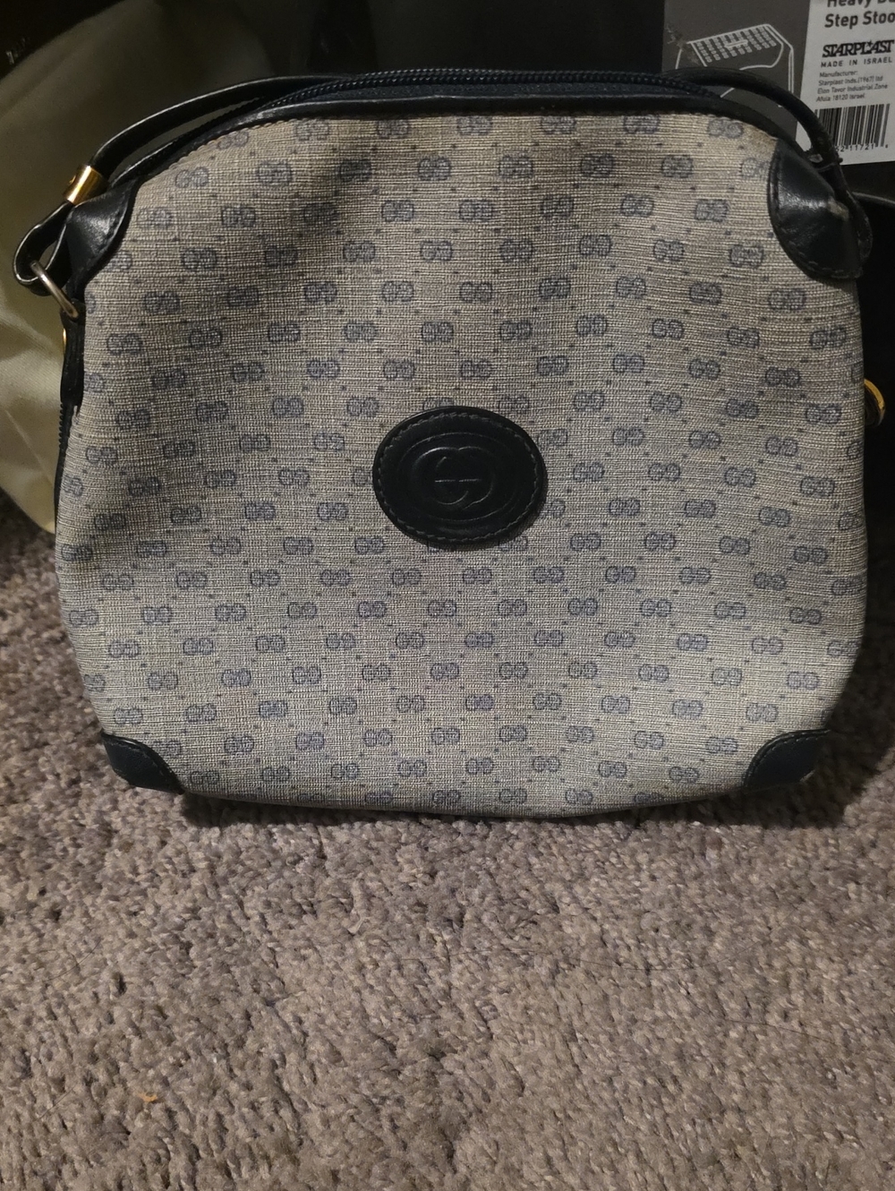Gucci Beige Canvas Crossbody with Black Leather Accents